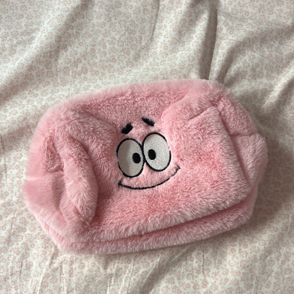 Spongebob patrick faux fur cosmetic pouch